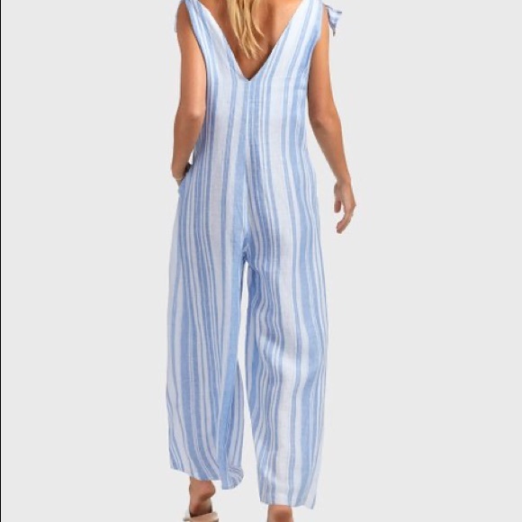 VITAMIN A - Blue Cala Stripe Marina V-Neck Jumpsuit - Picture 2 of 7
